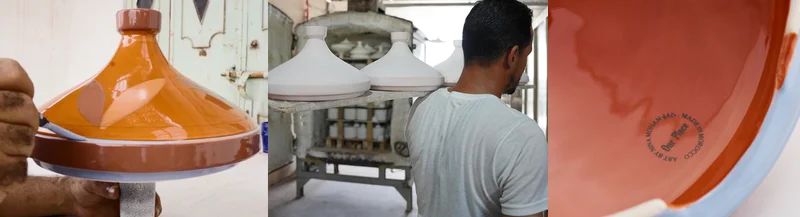 Crafted by Hand in Morocco - Each tagine takes nine full days to complete. Poured, finished, fired, and painted by hand, no two pieces are the same.