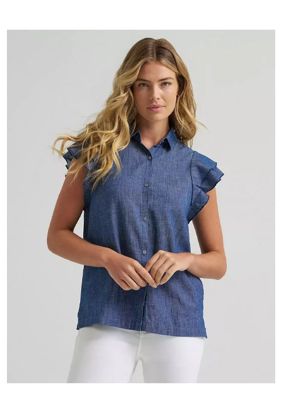 Women's Legendary Flutter Sleeve Button Down Shirt