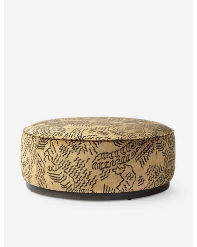 Aldora Round Ottoman-Gold