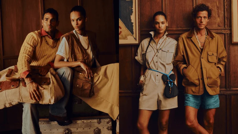 Two lookbook images from the Banana Republic Archive Reissue line.