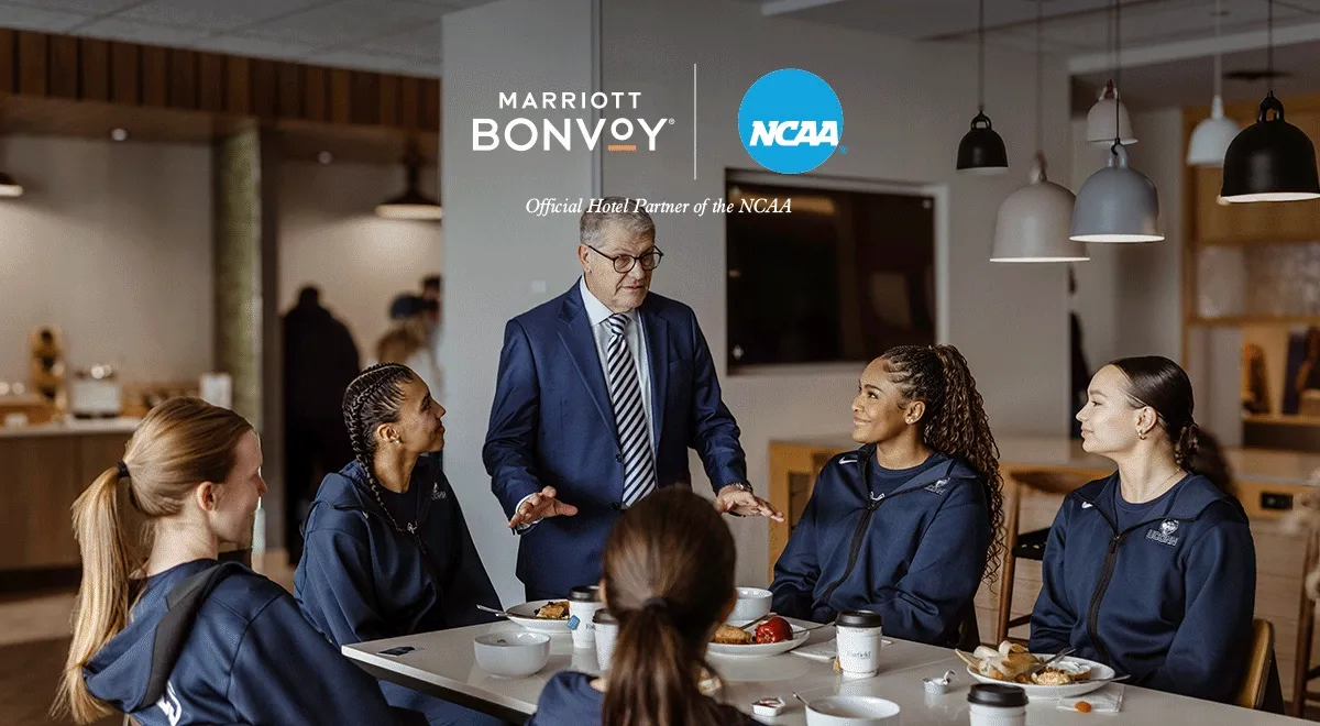 Marriott Bonvoy official hotel partnership of the NCAA and U.S. Soccer.