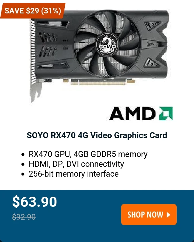 SOYO RX470 4G Video Graphics Card