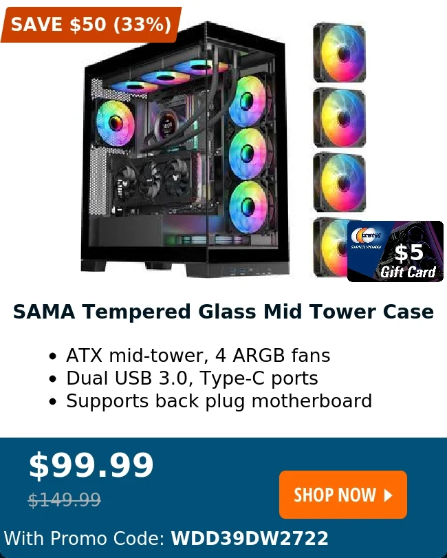SAMA Tempered Glass Mid Tower Case