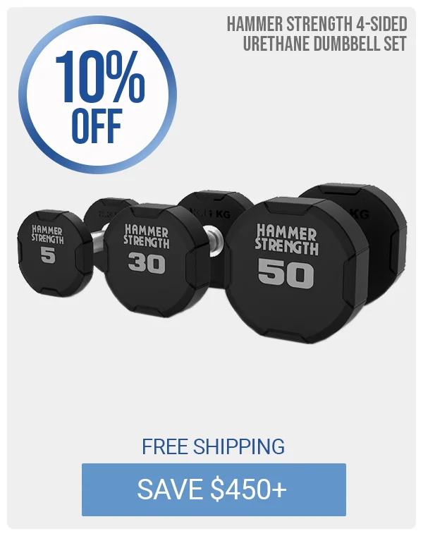 Hammer Strength 4-Sided Urethane Dumbbells | 10% OFF