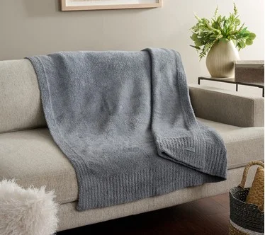 Barefoot Dreams CozyChic 54x72 Stacked Ribbed Border Throw