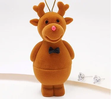 Diamonique Round 3-Prong Stud Earrings with Reindeer Box, Sterling