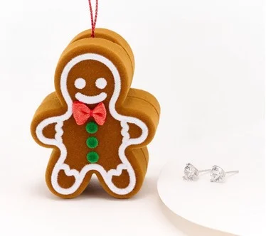 Diamonique Round 3-Prong Stud Earrings w/ Gingerbread Man Box, Sterl