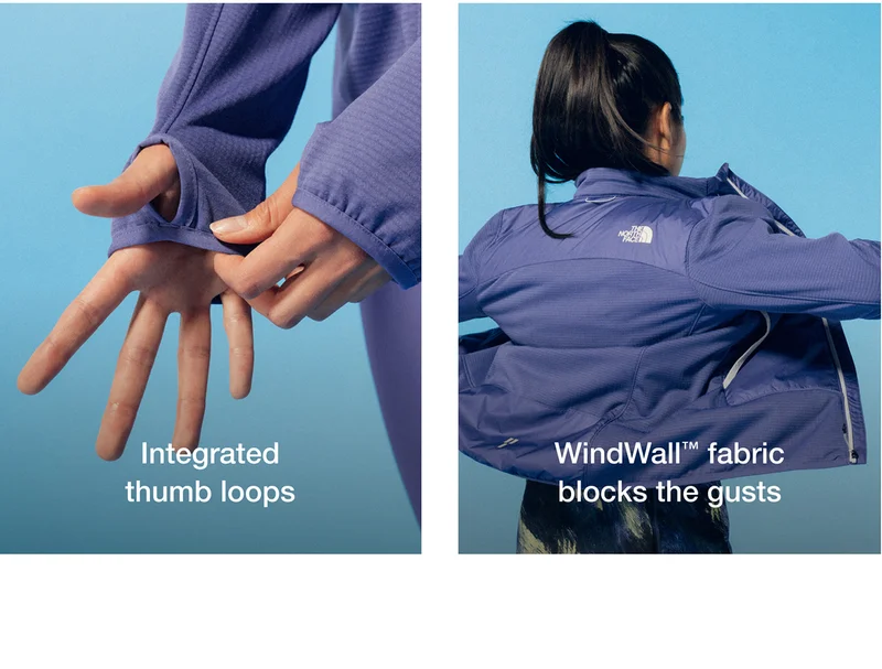Integrated thumb loops - WindWall™ fabric blocks the gusts