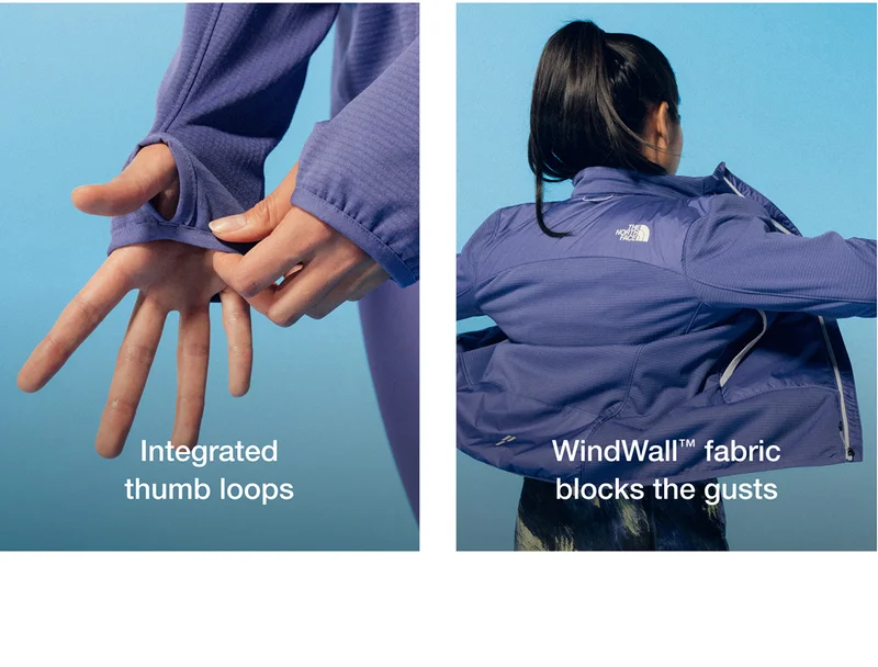 Integrated thumb loops - WindWall™ fabric blocks the gusts