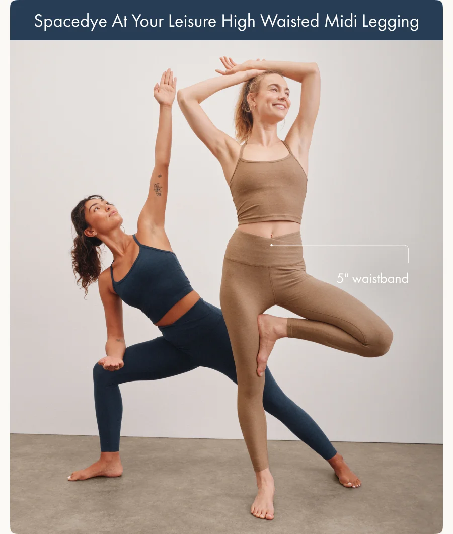 Spacedye At Your Leisure High Waisted Midi Legging in Desert Sand Heather