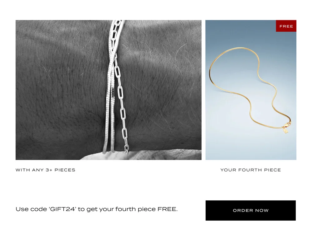 Use code 'GIFT24' to get your fourth piece FREE.