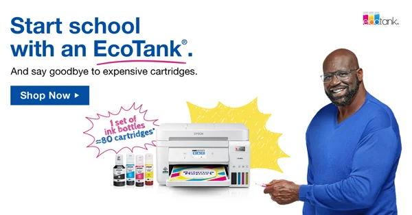 Start school with an EcoTank and say goodbye to expensive cartridges. Shop Now.