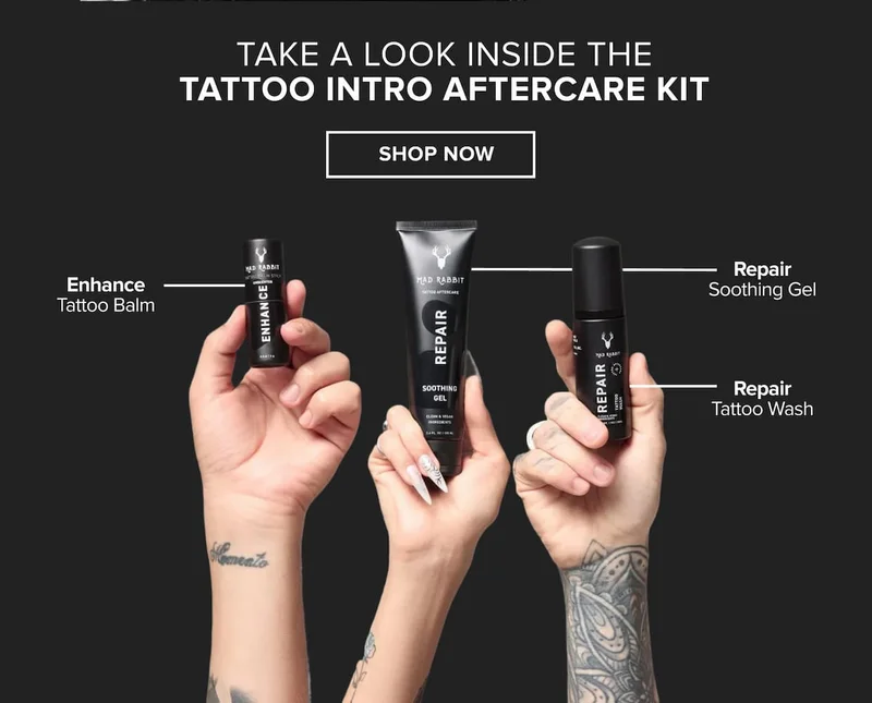 Take a look inside the tattoo intro aftercare kit. enhance, repair.