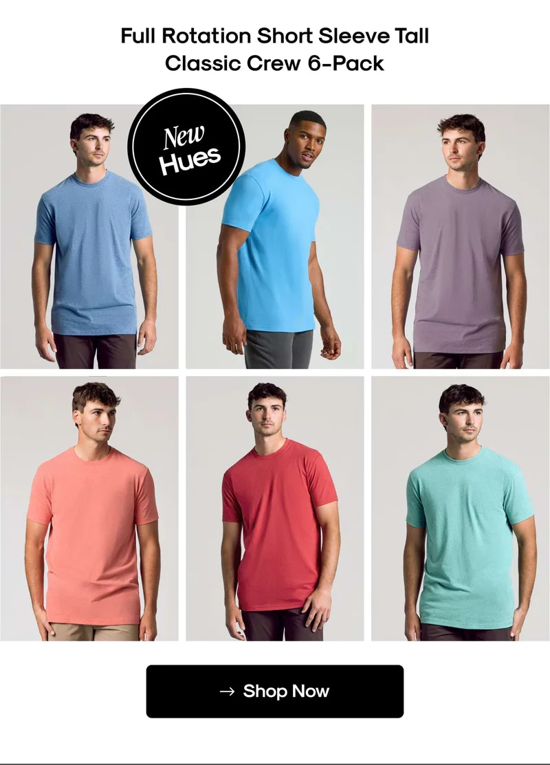 Full Rotation Short Sleeve Tall Classic Crew 6-Pack