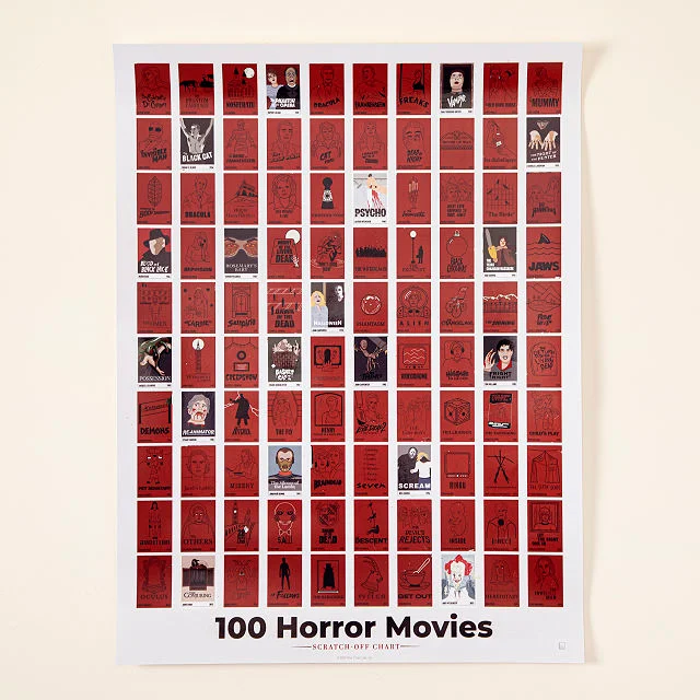 100 Horror Movies Scratch Off Chart