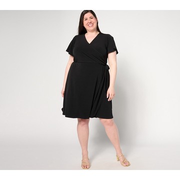 Susan Graver Regular Liquid Knit Faux Wrap Dress