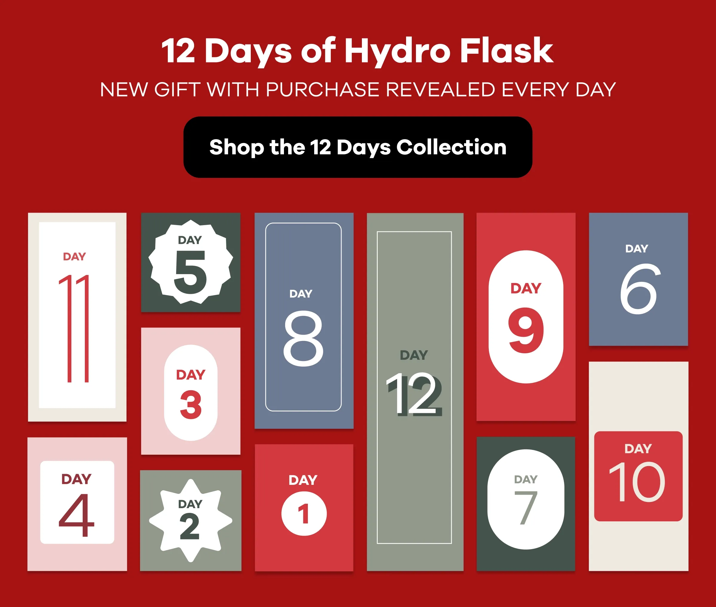 12 Days of Hydro Flask. New Gift with Purchase Revealed Every Day | Shop the 12 Days Collection