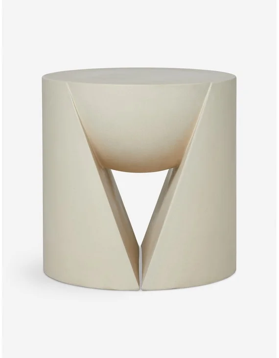 Amaya Indoor / Outdoor Round Side Table-Ivory
