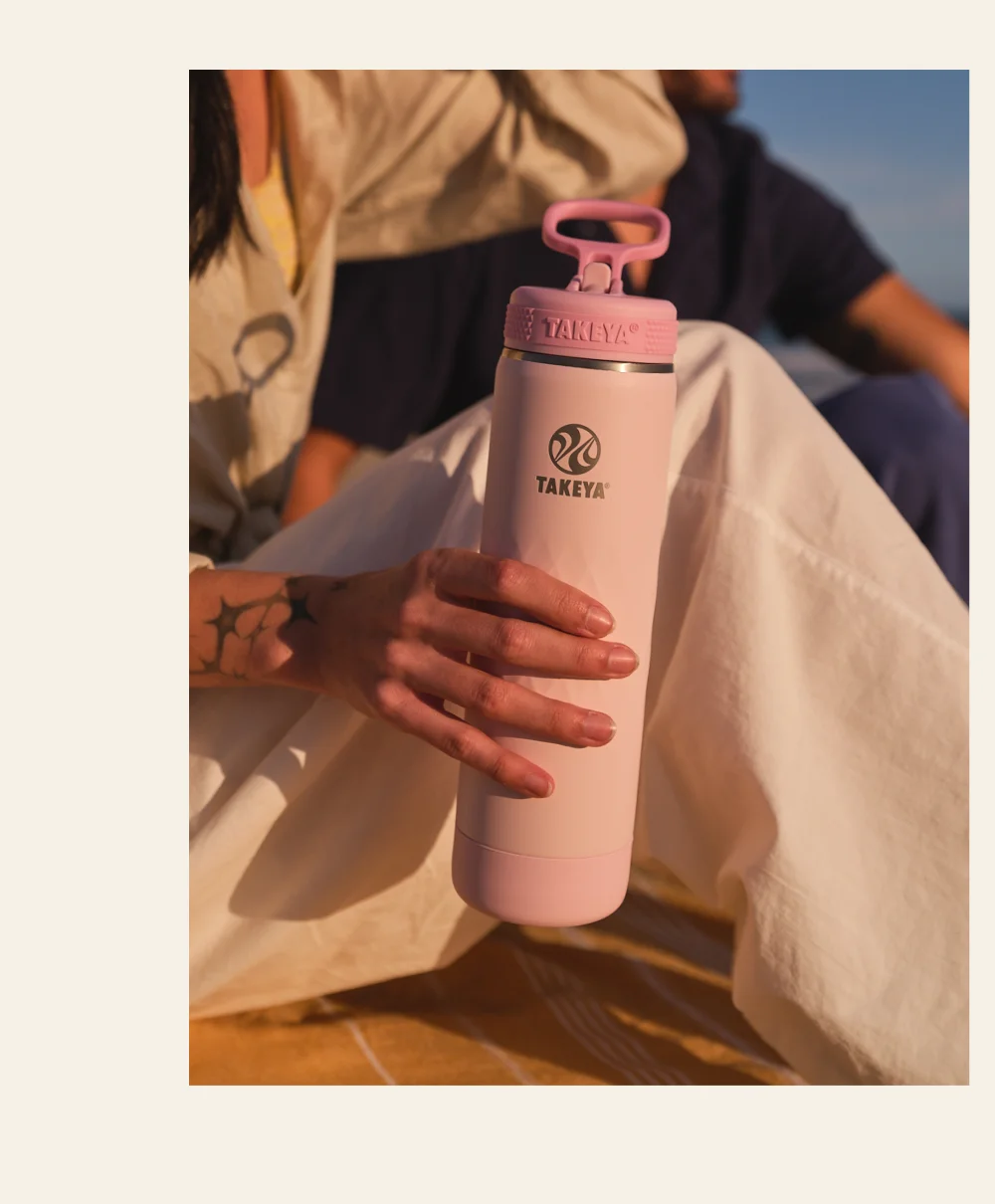 22oz Takeya Sport Water Bottle with Straw Lid - Peony