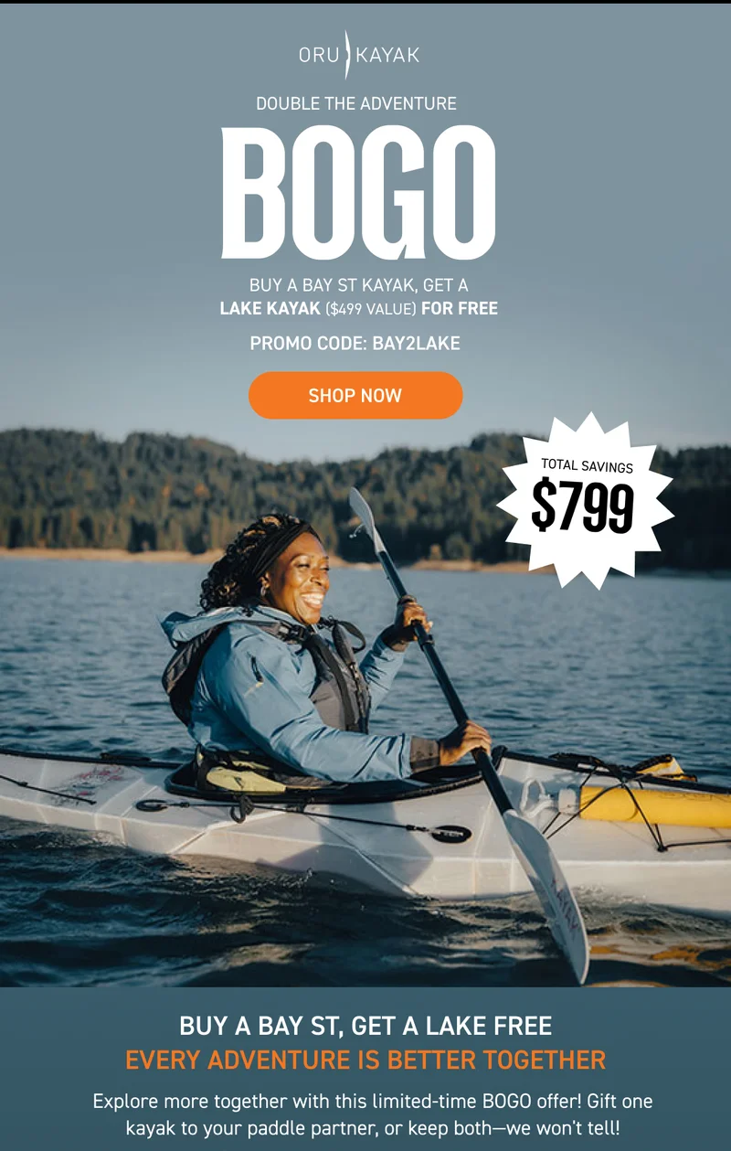 BUY A BAY ST, GET A LAKE KAYAK FOR FREE! ADD LAKE KAYAK TO CART ALONGSIDE BAY ST KAYAK AND USE CODE BAY2LAKE AT CHECKOUT TO REDEEM FREE GIFT BUY A BAY ST, GET A LAKE KAYAK FOR FREE! ADD LAKE KAYAK TO CART ALONGSIDE BAY ST KAYAK AND USE CODE BAY2LAKE AT CHECKOUT TO REDEEM FREE GIFT