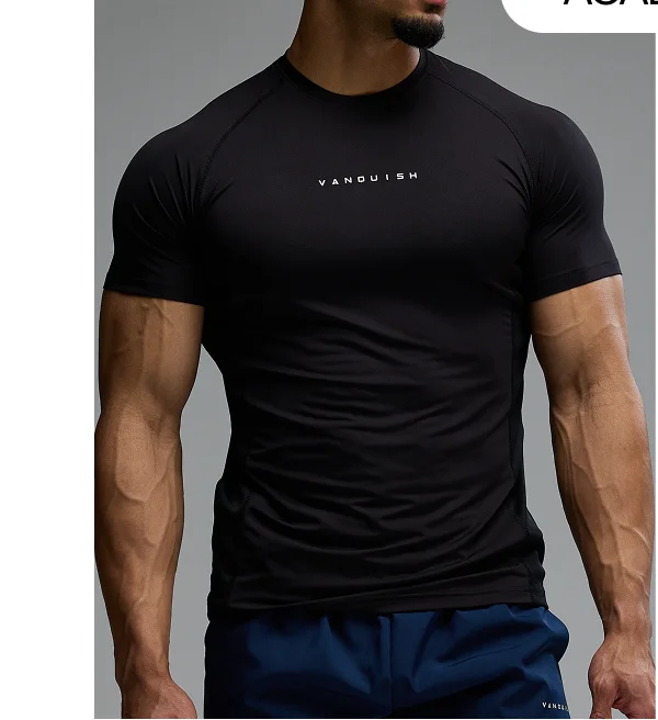 ACADEMY BLACK SLIM FIT PERFORMANCE T SHIRT