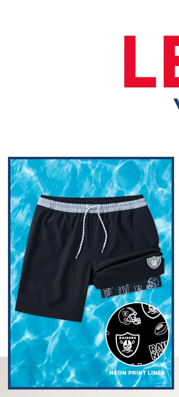 NFL Lined Classic Swim Trunk: The Raiders 5.5"