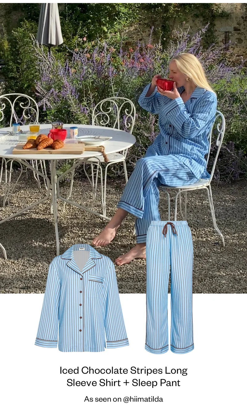 Iced Chocolate Stripes Long Sleeve Shirt + Sleep Pant