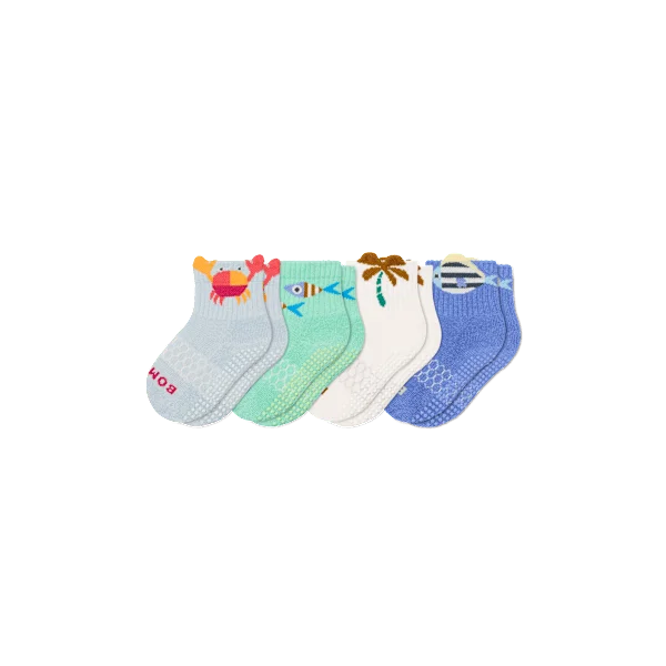 Toddler Seaside Gripper Calf Sock 4-Pack