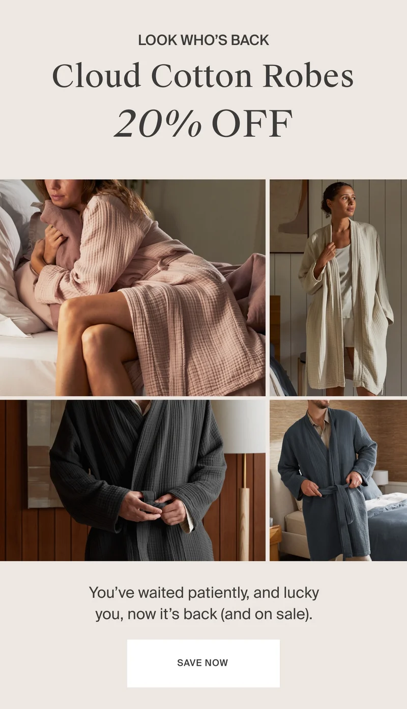 20% OFF Cloud Cotton Robes | SAVE NOW