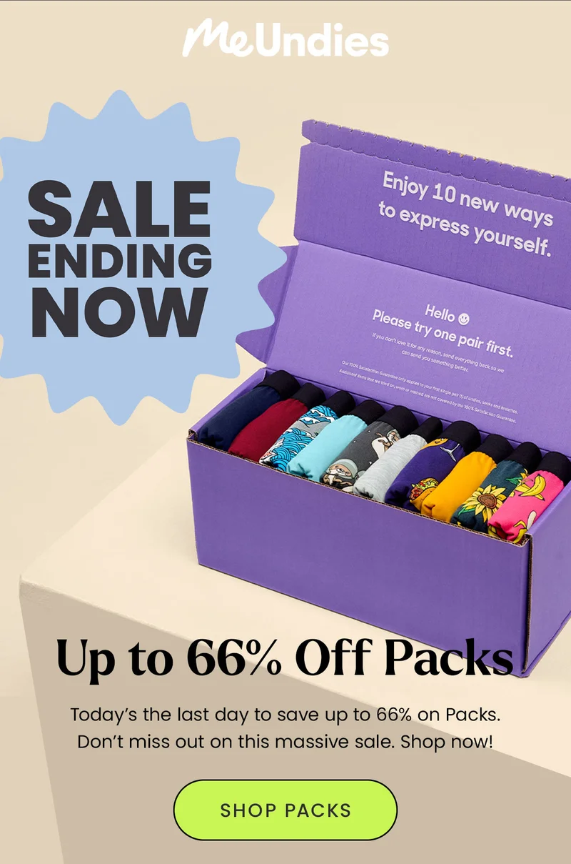 Sale Ending Now! Up to 66% off Packs. Today's the last day to save up to 66% on Packs. Don't miss out on this massive sale. Shop Now! Shop Packs.