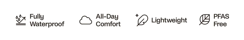 Fully Waterproof. All Day Comfort. Lightweight. PFAS Free