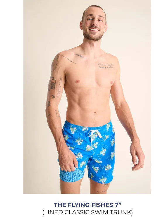 Lined Classic Swim Trunk: The Flying Fishes 7"