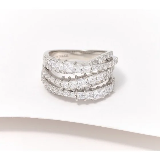 Diamonique x Jennifer Miller Graduated Half Eternity Ring, Sterling Silver