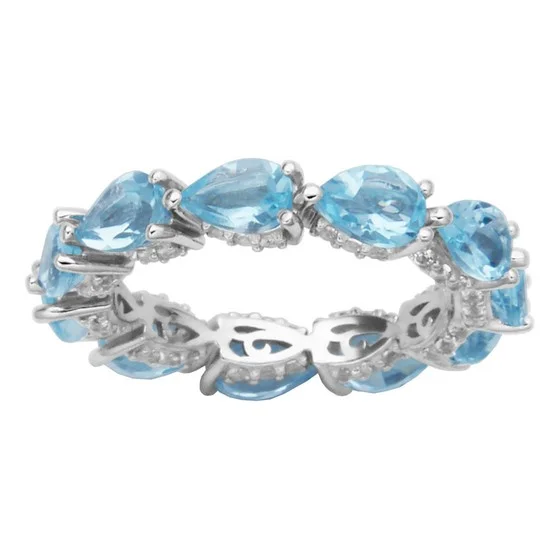 Affinity Gems Blue Topaz & White Sapphire Ring,Sterling