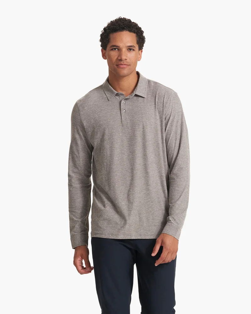 Image of Vuori Long Sleeve Strato Tech Polo | Heather Grey | XXL
