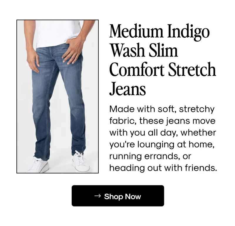 Medium Indigo Wash Slim Comfort Stretch Jeans