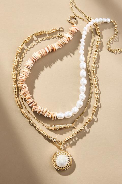 Shades of Sea Layered Necklaces: Charm Edition