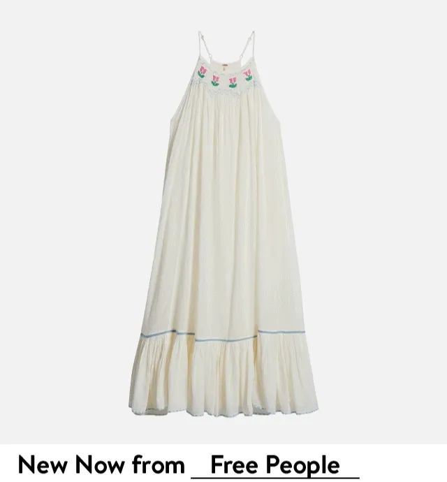 Free People sundress with embroidery. MANGO denim shorts. Sam Edelman sandal. Madewell belt. COACH handbag.