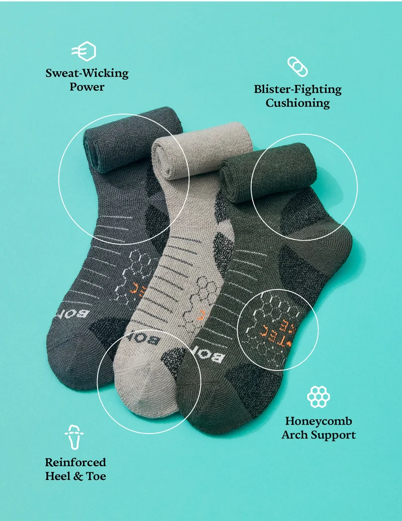 Sweat Wicking Power | Blister-Fighting Cushioning | Reinforced Heel & Toe | Honeycomb Arch Support