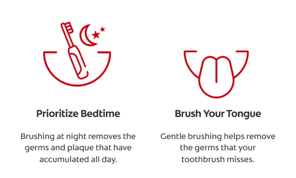 A red icon of a brush and a moon with the text