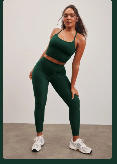 Spacedye Caught In The Midi High Waisted Legging in Dark Spruce Green Heather