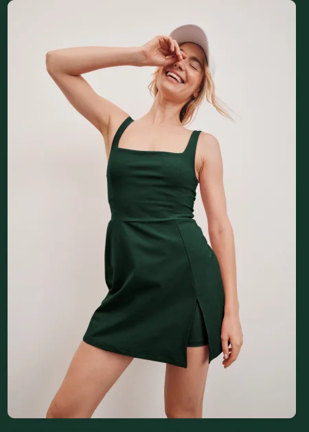 Spacedye Court Appeal Mini Dress in Dark Spruce Green Heather