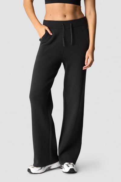 Image of Soft Knit Oversized Pants Dark Grey