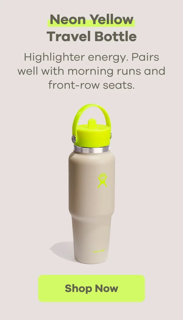 Neon Yellow Travel Bottle. Highlighter energy. Pairs well with morning runs and front-row seats. | Shop Now