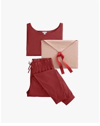 Drape Back Sleep Set Cherry
