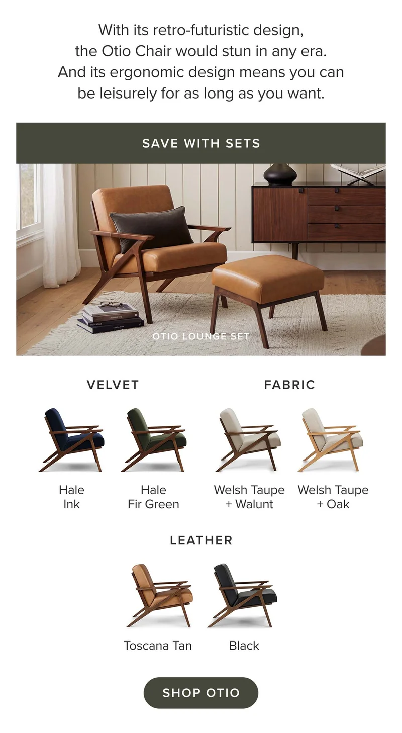 With its retro-futuristic design, the Otio Chair would stun in any era. Shop Otio.