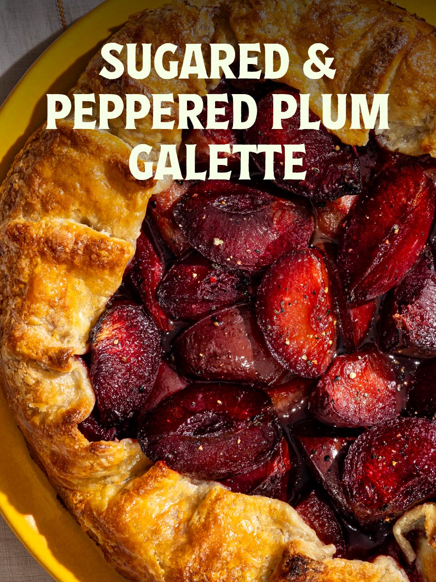 Sugared & peppered plum galette