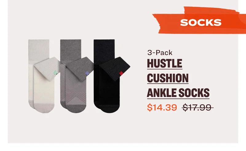 SOCKS HUSTLE  CUSHION ankle SOCKS 3-Pack $14.39 $17.99