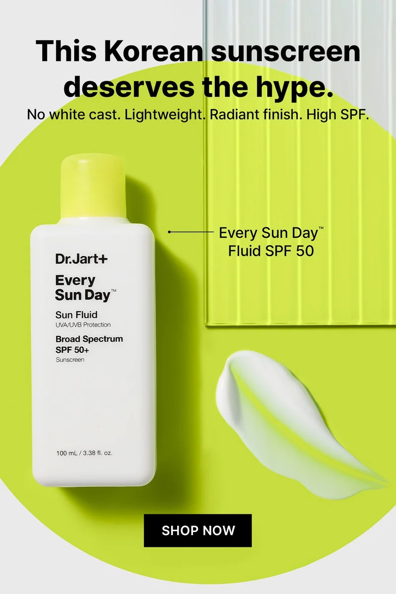This Korean sunscreen deserves the hype. No white cast. Lightweight. Radiant finish. High SPF. | Every Sun Day Fluid SPF 50 | SHOP NOW