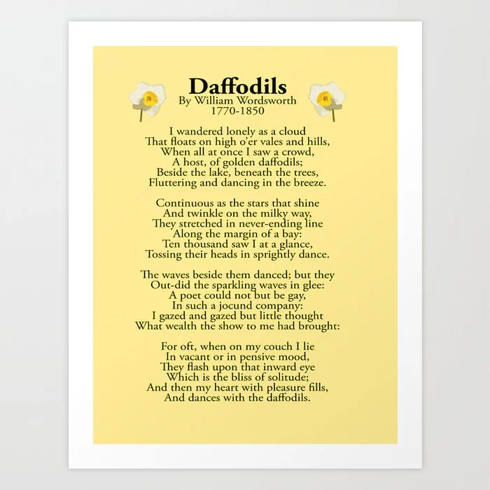 Daffodils. By William Wordsworth 1770-1850. Art Print Art Print